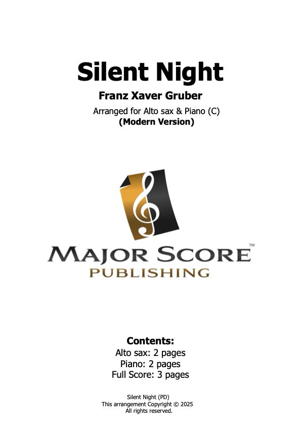 Silent Night - Alto Sax & Piano (C)