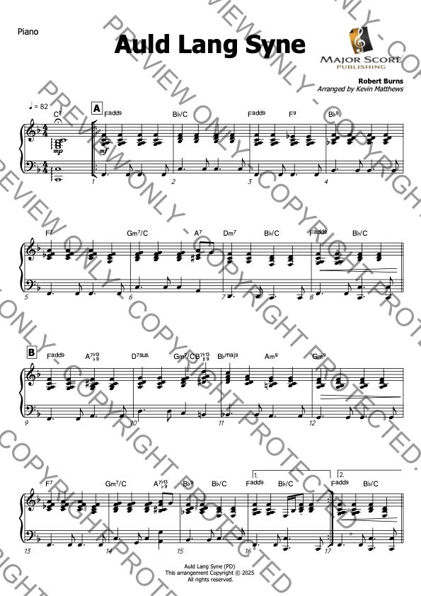 Auld Lang Syne - Alto sax & Piano (F)