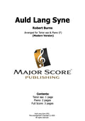 Auld Lang Syne - Tenor Sax & Piano (F)