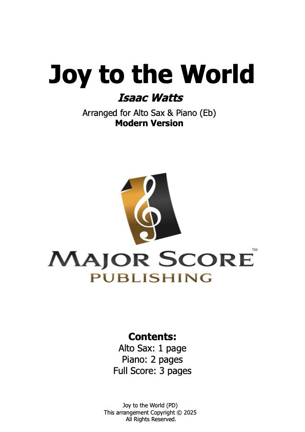 Joy to the World - Alto Sax & Piano (Eb)