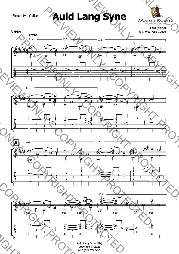 Auld Lang Syne - Fingerstyle Guitar