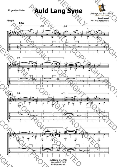 Auld Lang Syne - Fingerstyle Guitar