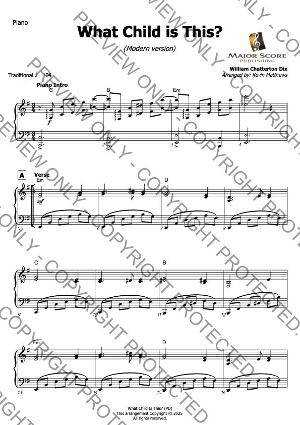 What Child is This? - Bb Trumpet & Piano (E min)