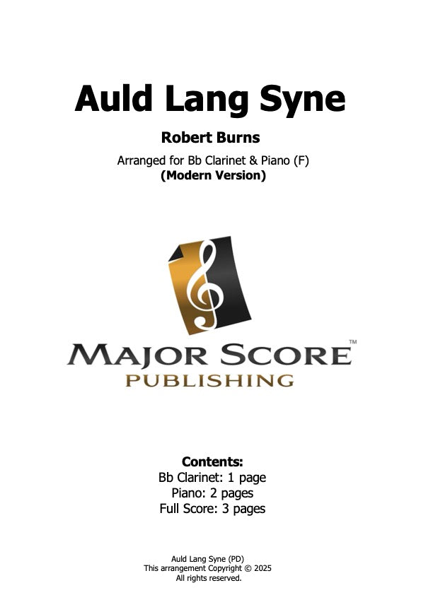 Auld Lang Syne - Bb Clarinet & Piano (F)