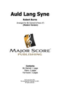 Auld Lang Syne - Bb Clarinet & Piano (F)