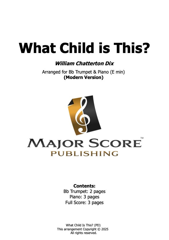 What Child is This? - Bb Trumpet & Piano (E min)