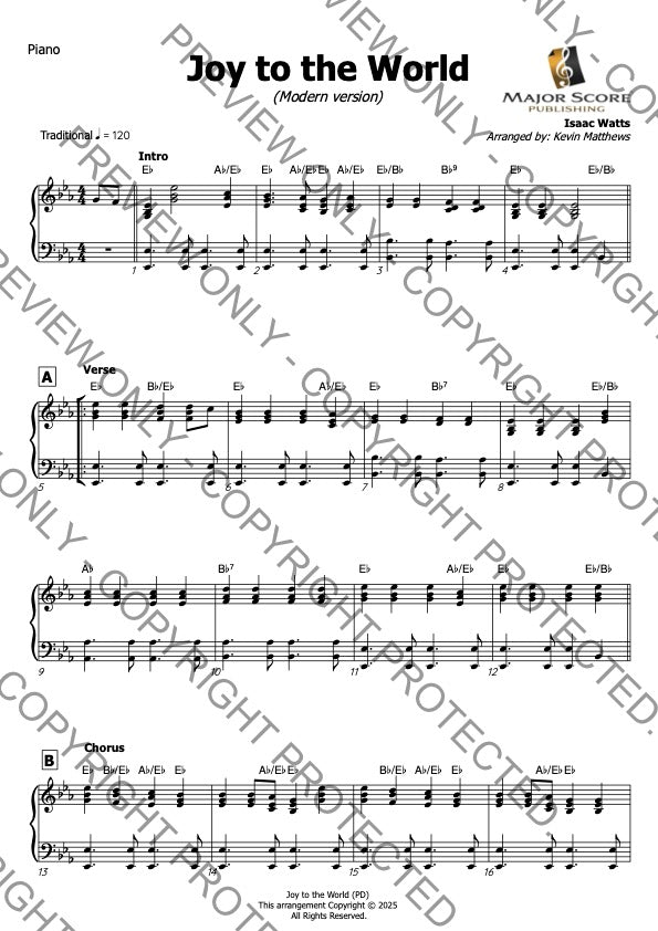 Joy to the World - Clarinet in Bb & Piano (Eb)