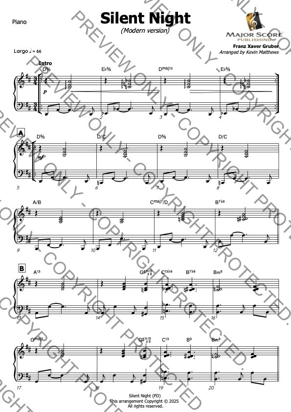 Silent Night - Cello & Piano (D)