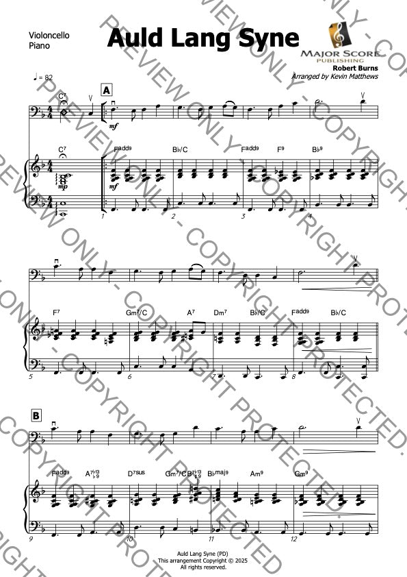 Auld Lang Syne - Cello & Piano (F)