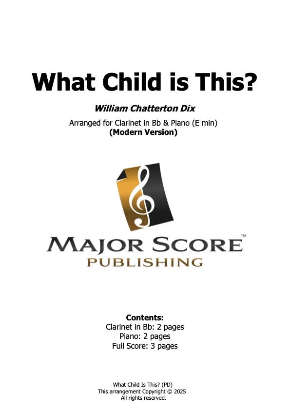 What Child Is This? - Bb Clarinet & Piano (E min)