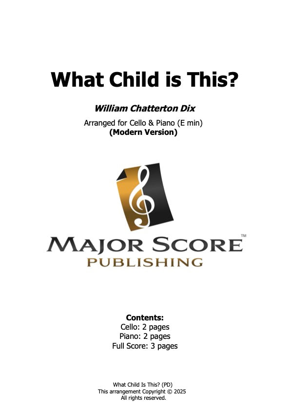 What Child Is This? - Cello & Piano (E min)