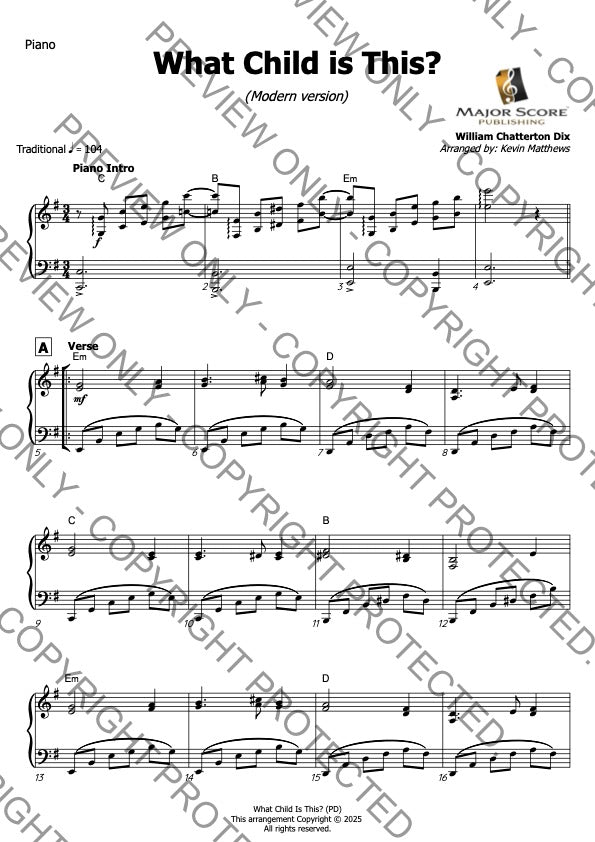 What Child Is This? - Cello & Piano (E min)