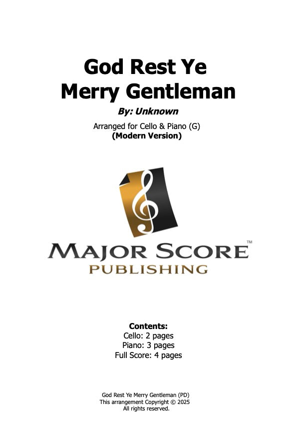 God Rest Ye Merry Gentleman - Cello & Piano