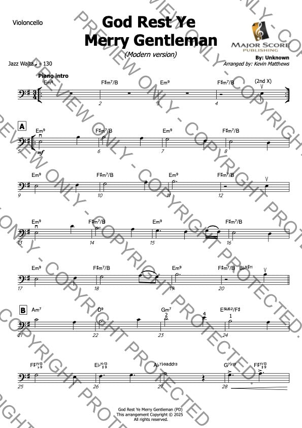 God Rest Ye Merry Gentleman - Cello & Piano