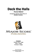 Deck the Halls - Clarinet in Bb & Piano (F)
