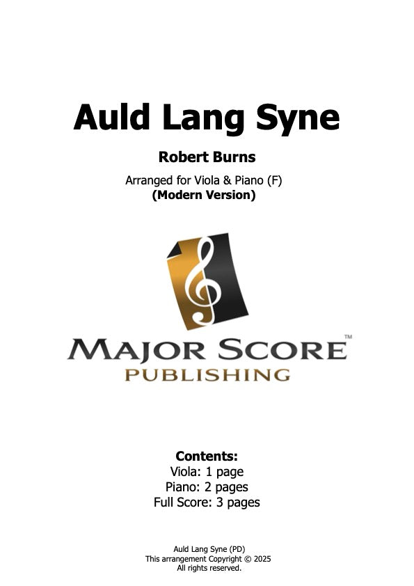 Auld Lang Syne - Viola & Piano (F)