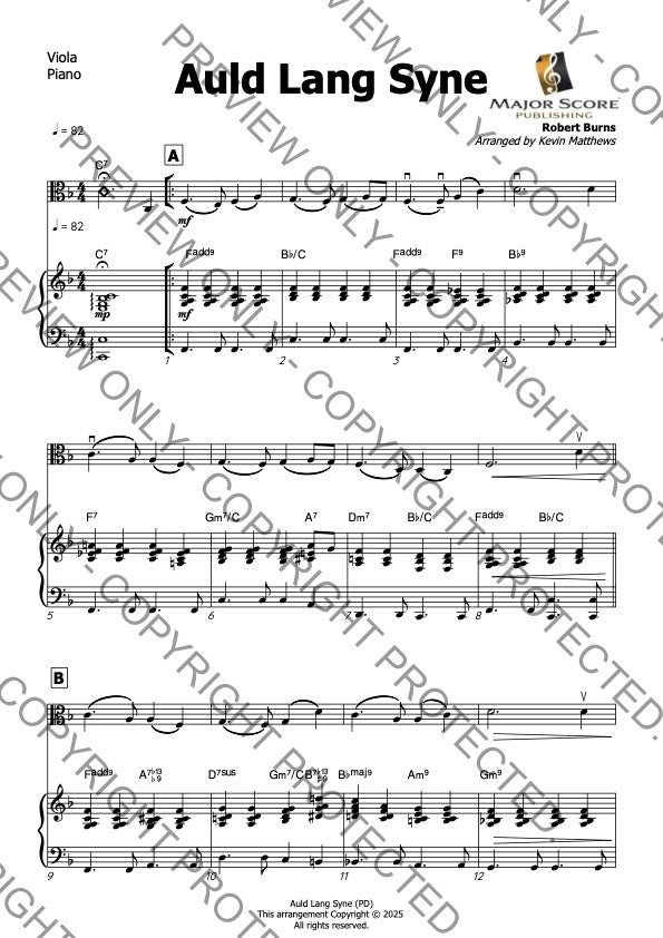 Auld Lang Syne - Viola & Piano (F)
