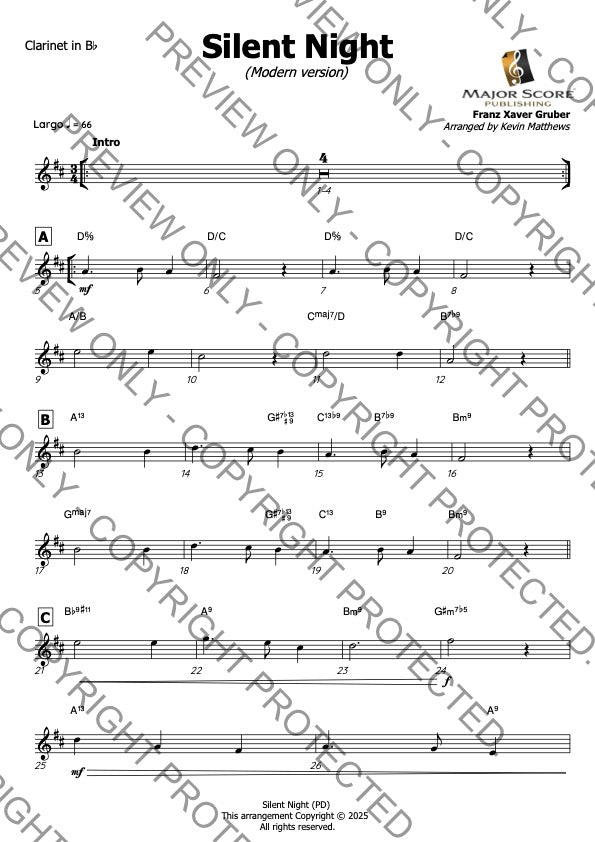 Silent Night - Clarinet in Bb & Piano (C)