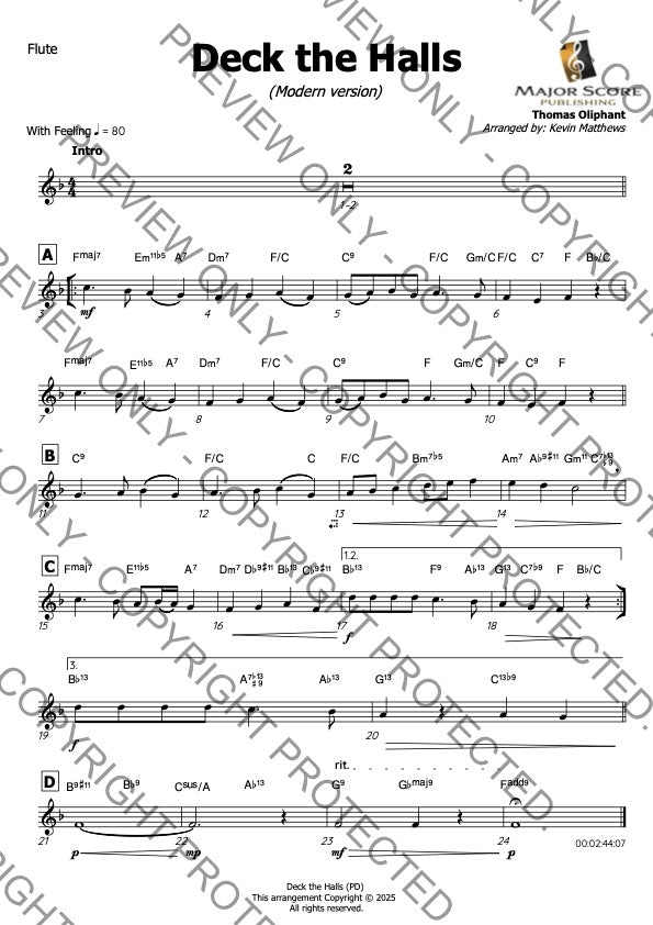 Deck the Halls - Flute & Piano (F)