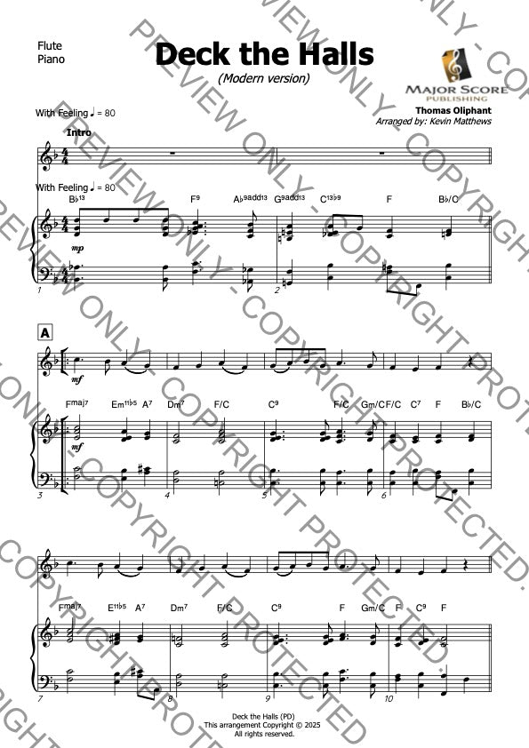 Deck the Halls - Flute & Piano (F)