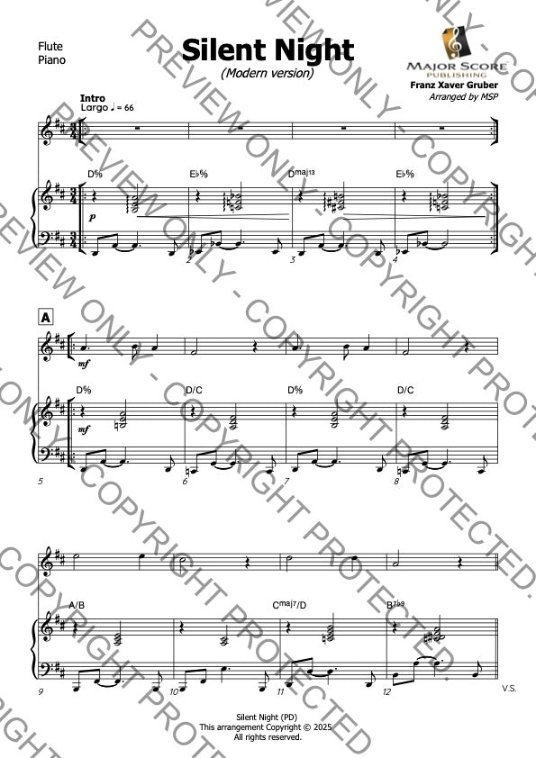 Silent Night - Flute & Piano (C)