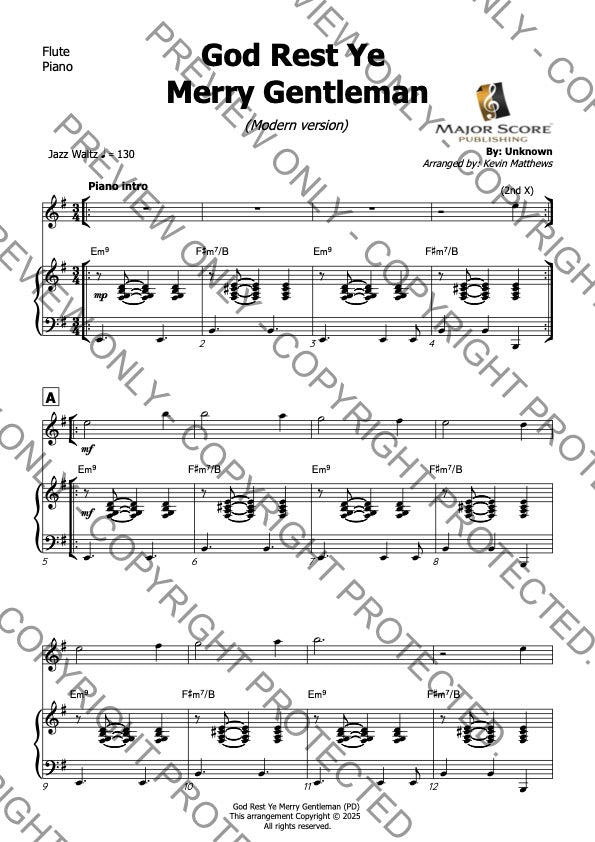 God Rest Ye Merry Gentleman - Flute & Piano (G)