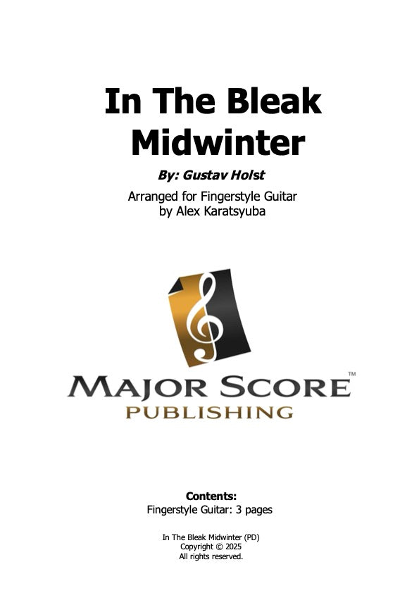 In the Bleak Midwinter - Fingertsyle Guitar