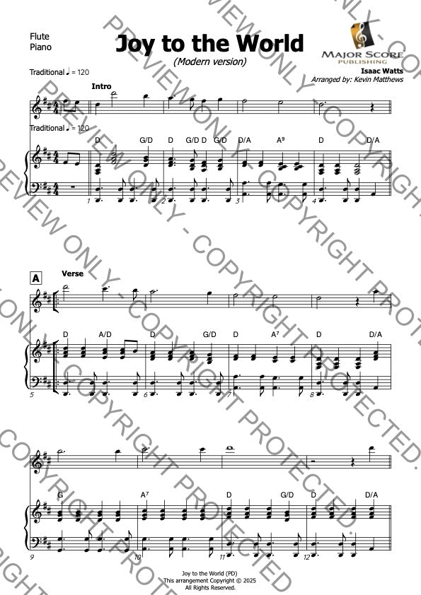 Joy to the World - Flute & Piano (D)