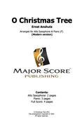O Christmas Tree - Alto saxophone & piano (F)