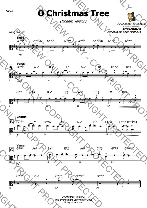 O Christmas Tree - Viola & Piano (G)