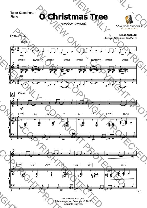 O Christmas Tree - Tenor Saxophone & Piano (F)