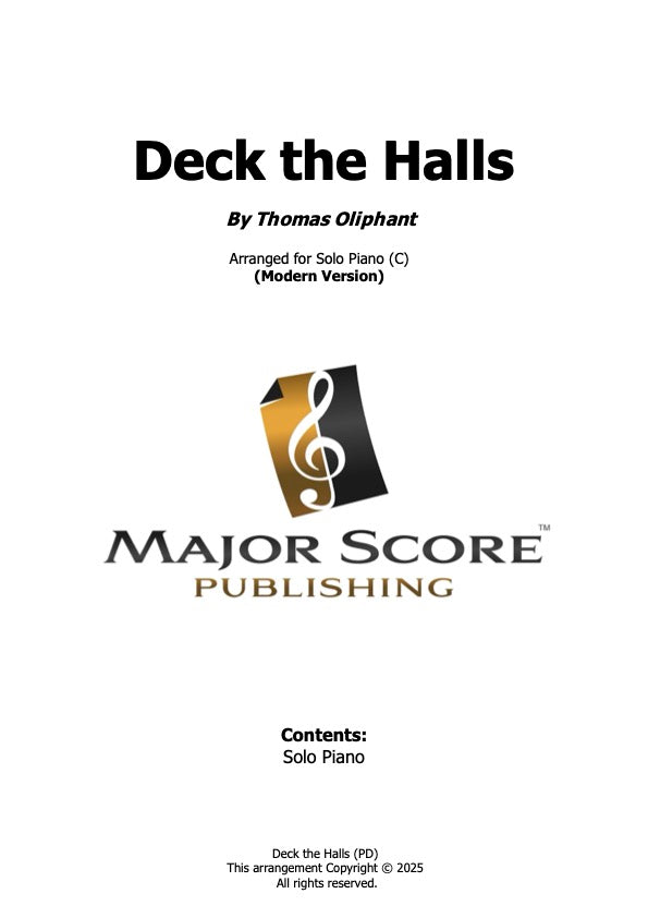 Deck the Halls - Solo Piano (C)