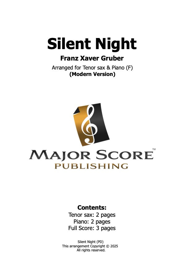 Silent Night - Tenor Sax & Piano (F)
