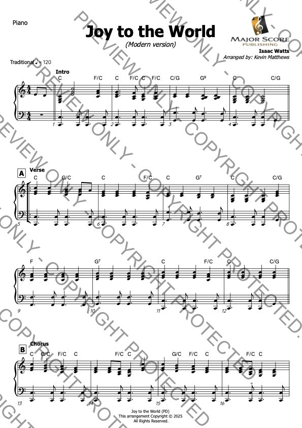 Joy to the World - Trumpet in Bb & Piano (C)