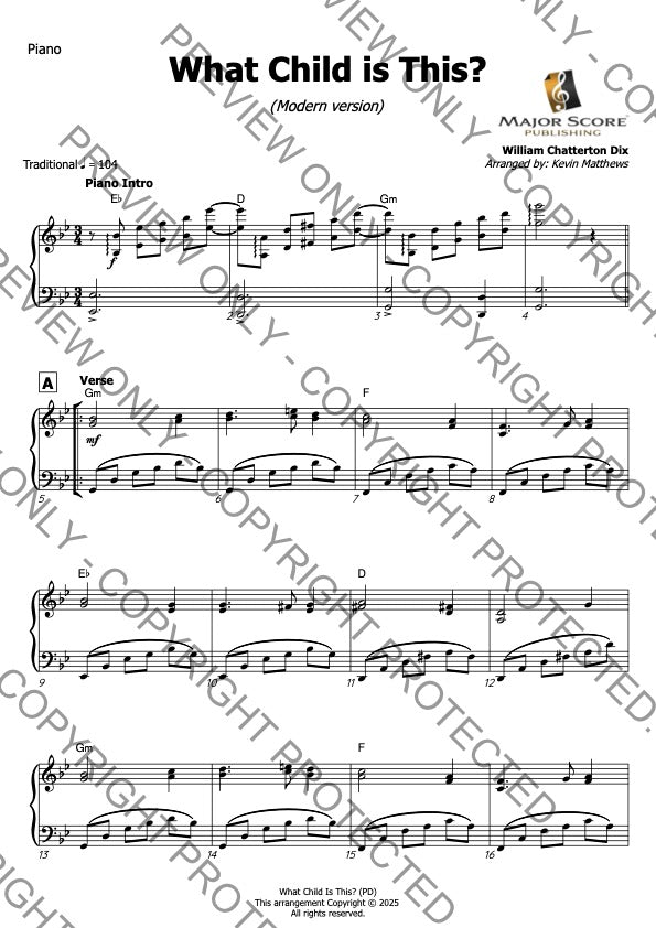 What Child Is This? - Tenor Sax & Piano (G min)
