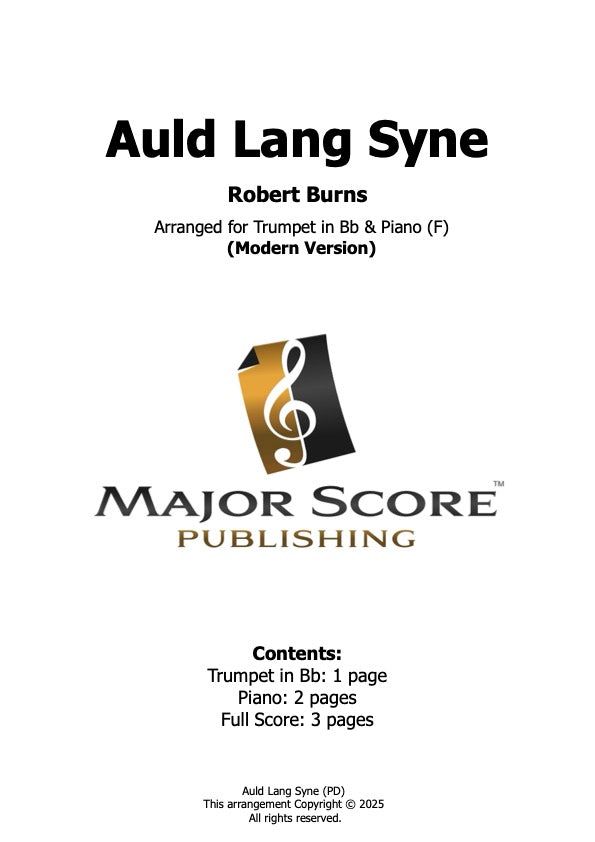 Auld Lang Syne - Bb Trumpet & Piano (F)