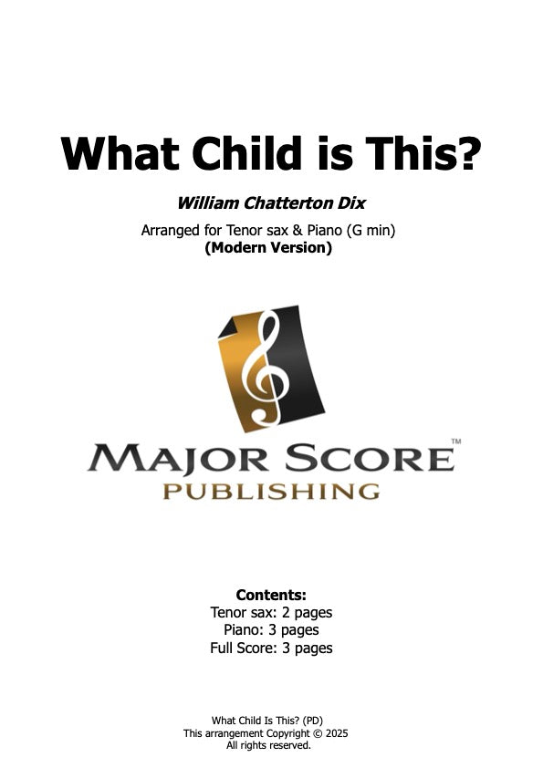 What Child Is This? - Tenor Sax & Piano (G min)
