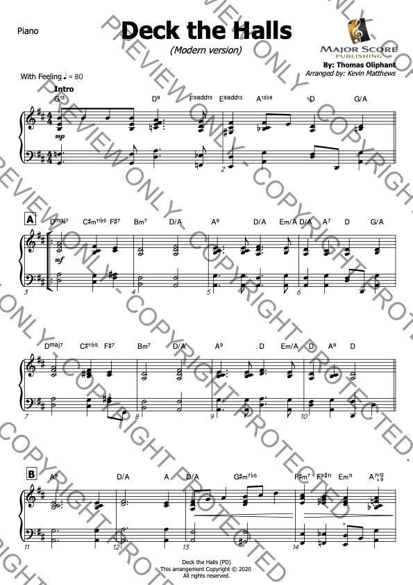 Deck the Halls - Violin & Piano (D)