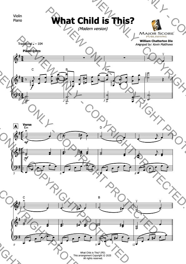 What Child Is This? - Violin & Piano (E min)
