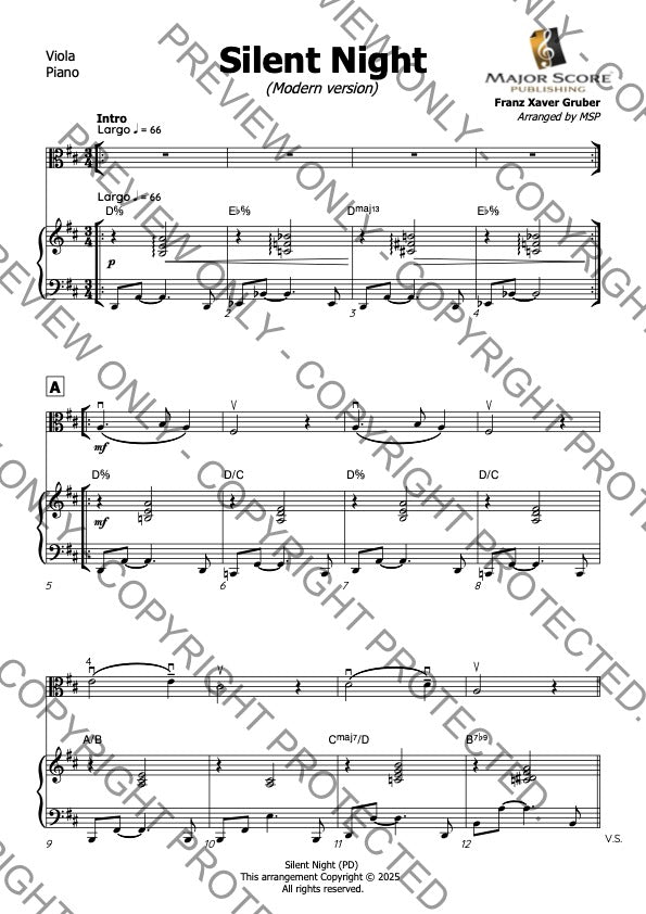 Silent Night - Viola & Piano (D)