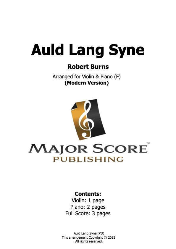 Auld Lang Syne - Violin & Piano (F)