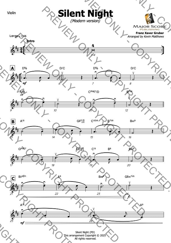 Silent Night - Violin & Piano (D)