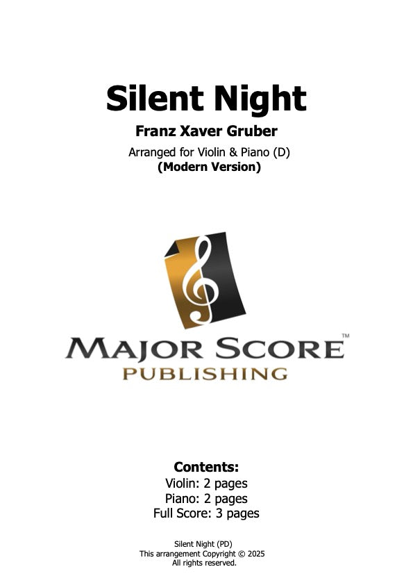Silent Night - Violin & Piano (D)
