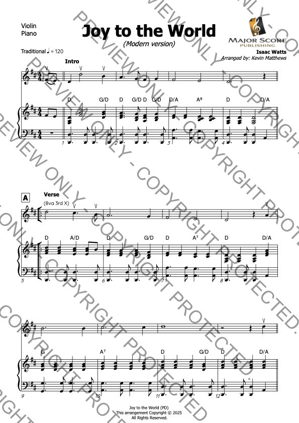 Joy to the World - Violin & Piano (D)
