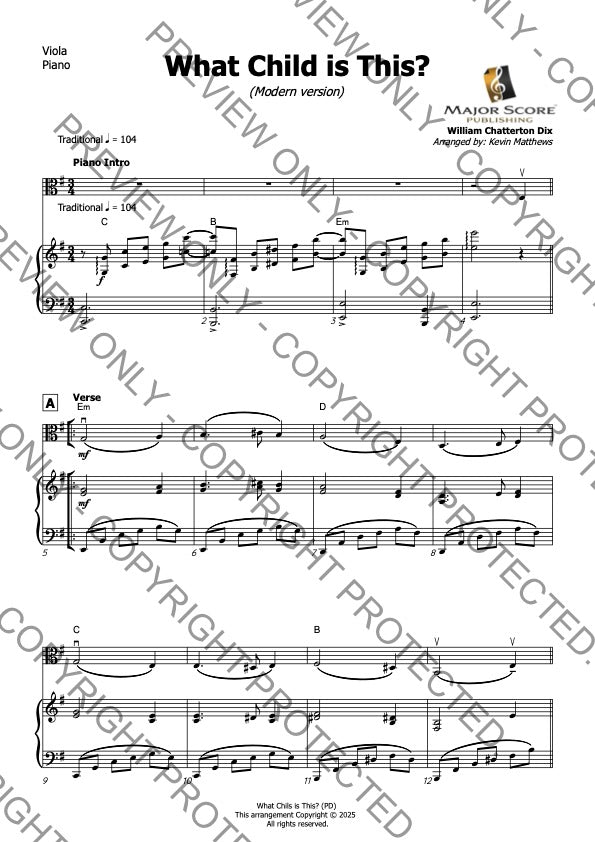 What Child Is This? - Viola & Piano (E min)