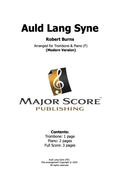 Auld Lang Syne - Trombone & Piano (F)